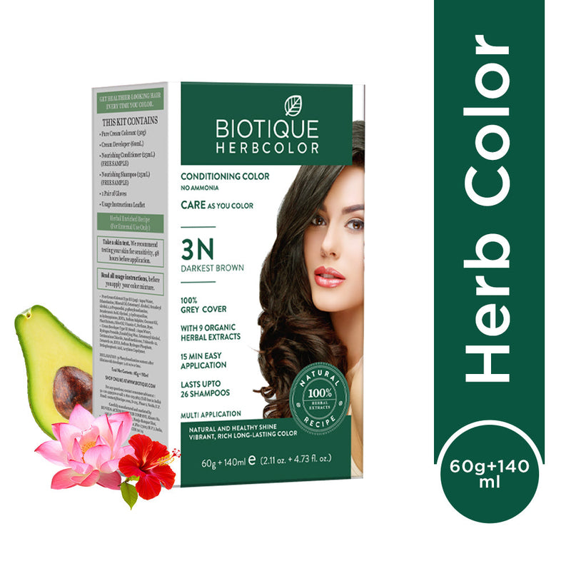 Biotique Biotique Herbcolor 3N Darkest Brown, 60g + 140ml Buy from Indicrest