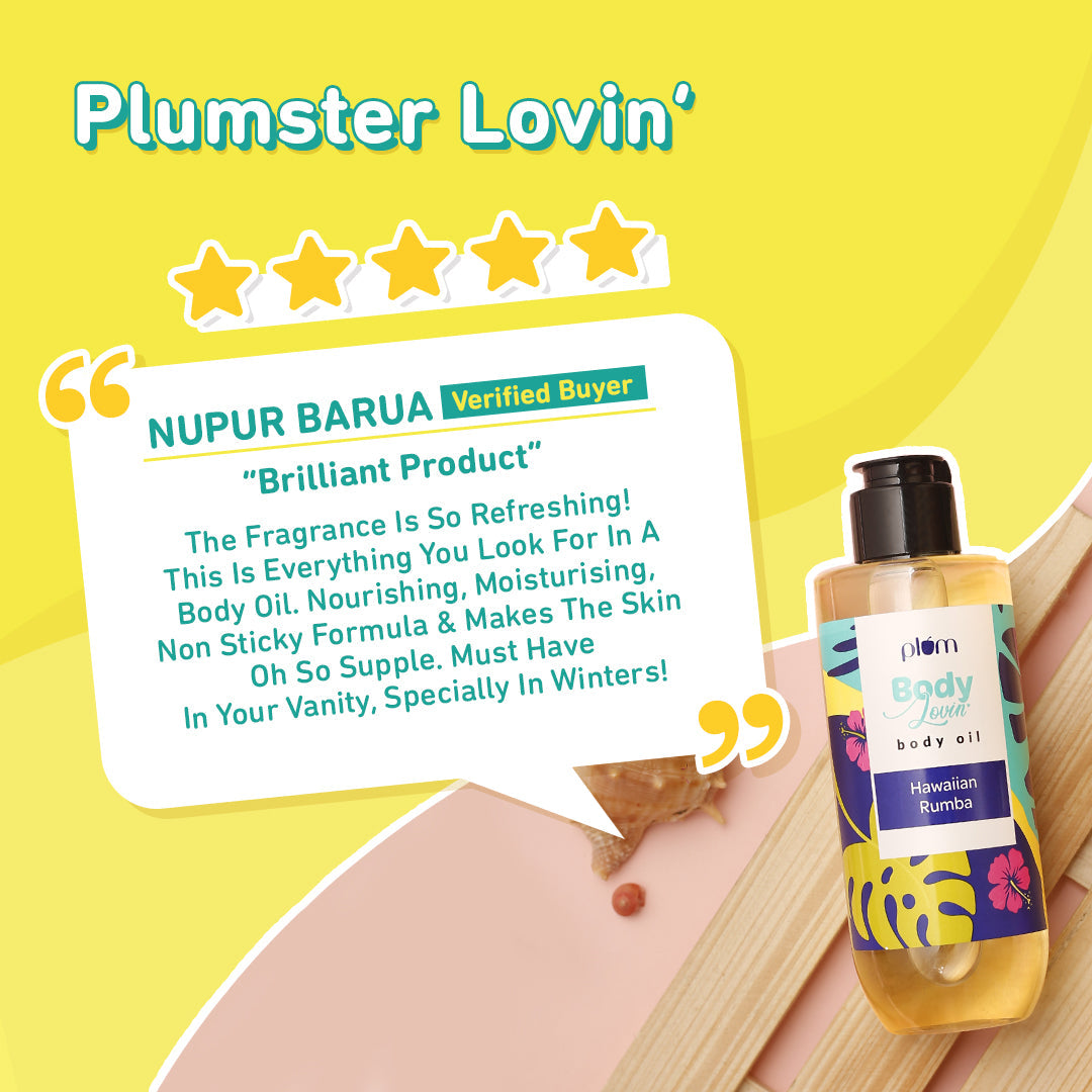 Plum Hawaiian Rumba Body Oil by Plum BodyLovin' | Intense Moisture & Instant Glow | Non-Greasy & Lightweight | Nourishes Skin | Fresh Beachy Fragrance, 200ml