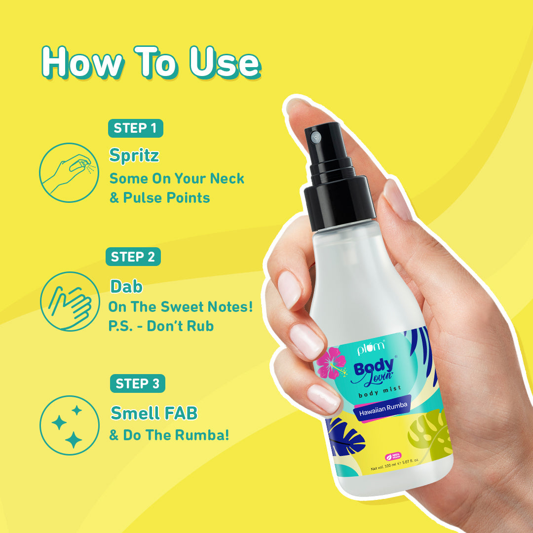 Plum Hawaiian Rumba Body Mist by Plum BodyLovin' | Long Lasting |Travel-Friendly | Fun Beachy Fragrance | Perfume Body Spray, 150ml