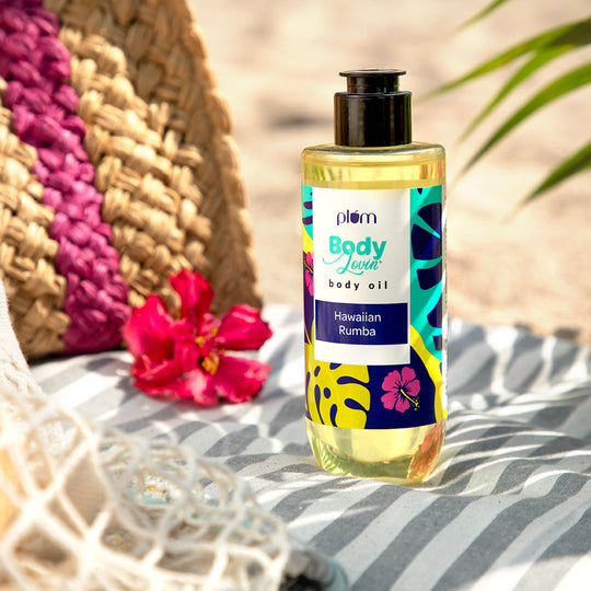 Plum Hawaiian Rumba Body Oil by Plum BodyLovin' | Intense Moisture & Instant Glow | Non-Greasy & Lightweight | Nourishes Skin | Fresh Beachy Fragrance, 200ml Buy at Indicrest