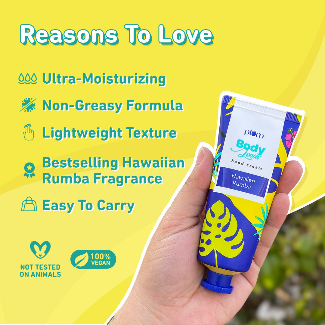 Plum Hawaiian Rumba Hand Cream by Plum BodyLovin' | Intensely Moisturizes | Lightweight Formula | Fresh Beachy Fragrance, 50g