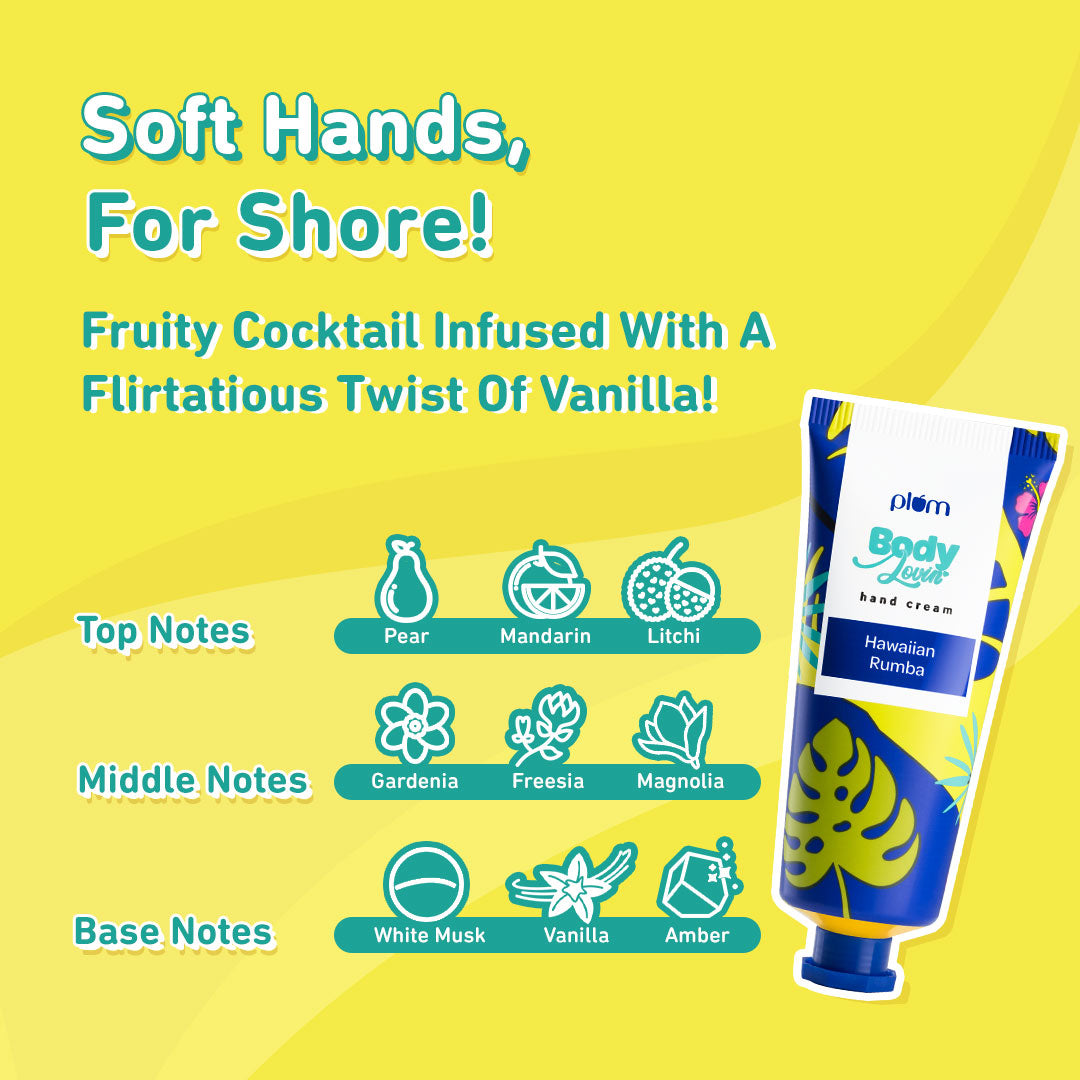 Plum Hawaiian Rumba Hand Cream by Plum BodyLovin' | Intensely Moisturizes | Lightweight Formula | Fresh Beachy Fragrance, 50g