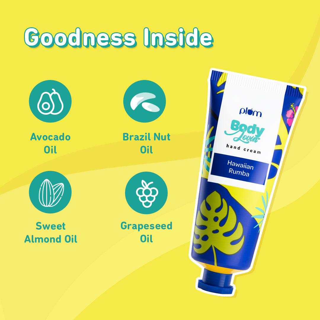 Plum Hawaiian Rumba Hand Cream by Plum BodyLovin' | Intensely Moisturizes | Lightweight Formula | Fresh Beachy Fragrance, 50g