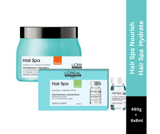 L'Oreal Professionnel Paris Hair Spa Nourish Creambath, 490g and L'Oreal Professionnel Hair Spa Hydrating Concentrate, 6x8ml – Combo Buy at Indicrest