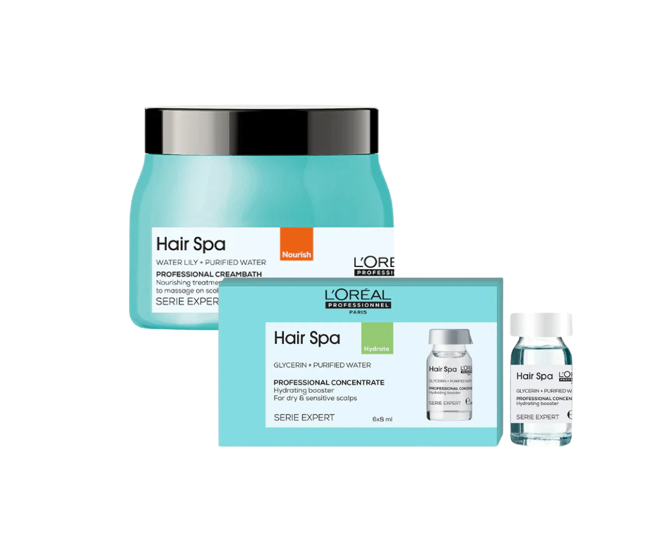 L'Oreal Professionnel Paris Hair Spa Nourish Creambath, 490g and L'Oreal Professionnel Hair Spa Hydrating Concentrate, 6x8ml – Combo