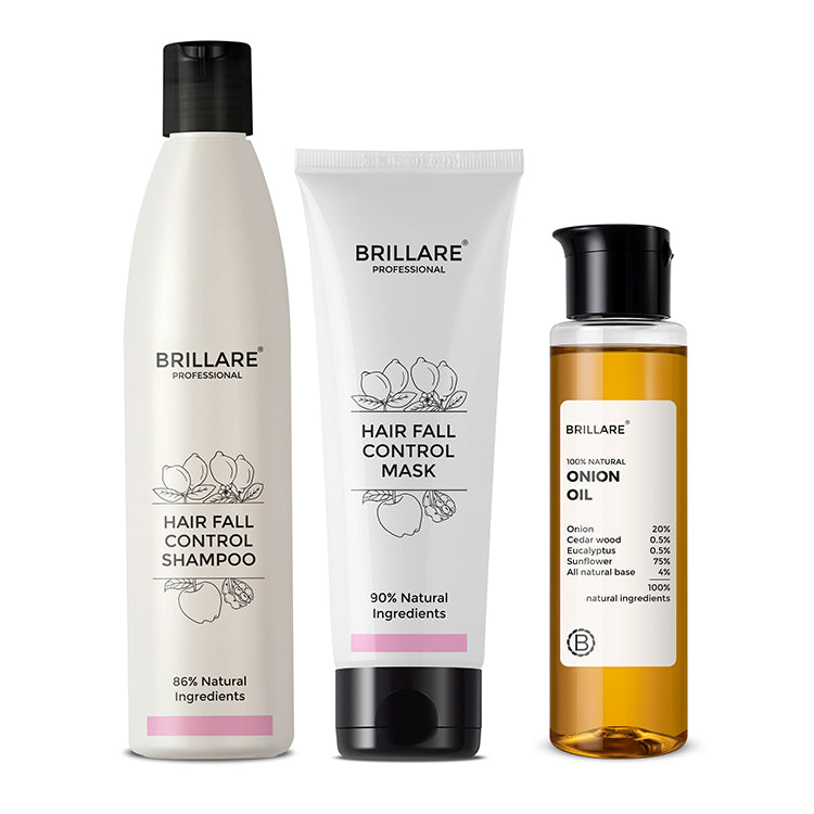 Brillare Hair Fall Control Shampoo, Conditioner & Onion Hair Oil Combo - Buy from Indicrest