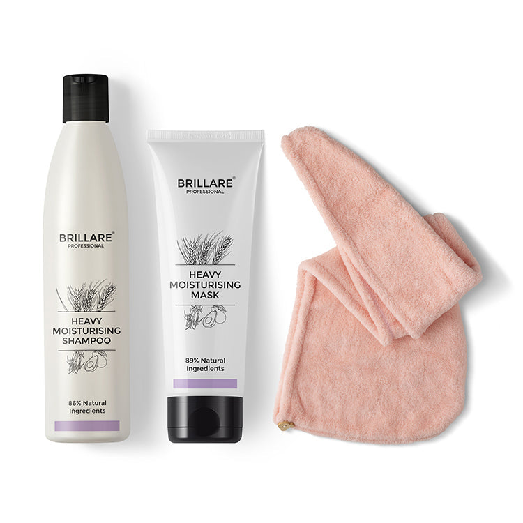 Brillare Heavy Moisturising Shampoo & Conditioner with Hair Wrap Towel Combo - Buy from Indicrest
