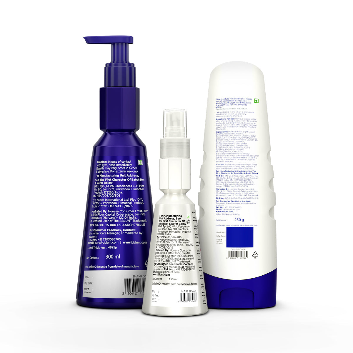 Bblunt BBLUNT Hair Care & Styling Kit Intense Moisture Shampoo 300ml, Intense Moisture Conditioner 250g & Hot Shot Heat Protection Mist 150ml - Image 2 - Buy from Indicrest