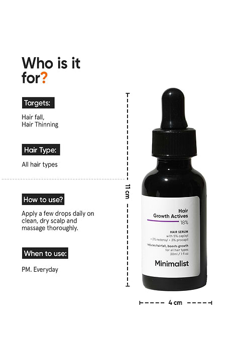 Minimalist Hair Growth Actives 18% Hair Serum For Reduces Hairfall &amp; Promotes Healthy Hair Growth, 30ml - Image 4 - Buy from Indicrest