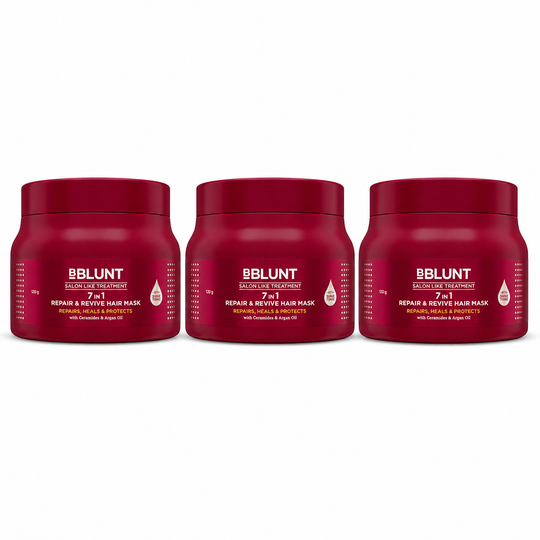 Bblunt 7 in 1 Repair & Revive Hair Mask for Upto 100% Damage Repair, 250g, Pack of 3 X 120g - Buy from Indicrest