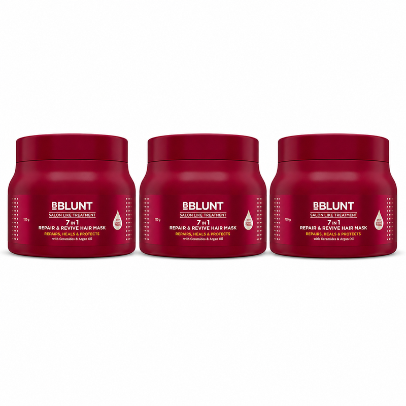 Bblunt 7 in 1 Repair & Revive Hair Mask for Upto 100% Damage Repair, 250g, Pack of 3 X 120g - Buy from Indicrest