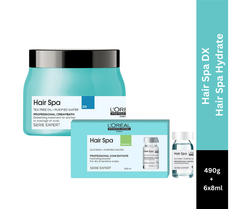 L'Oreal Professionnel Hair Spa DX Creambath 490g | Hair Spa Hydrating Concentrate 6x8ml - Combo Buy at Indicrest