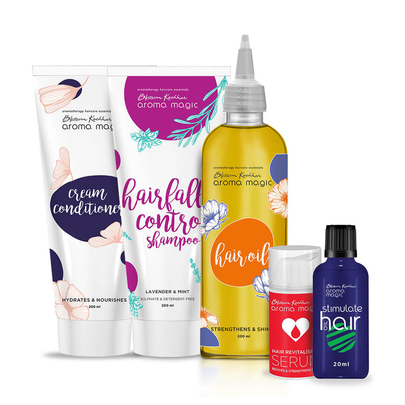 Aroma Magic Hair Fall Control Regime, Hair Oil 200ml + Stimulate Hair Oil 20ml + Shampoo 200ml + Conditioner 200ml + Hair Serum 30ml - Buy from Indicrest