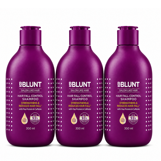 Bblunt Hair Fall Control Shampoo with Pea Protein & Caffeine for Stronger Hair - 300ml, Pack of 3 - Buy from Indicrest