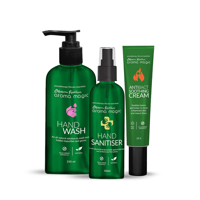 Aroma Magic Hygiene Combo - Hand Wash | Sanitizer | Anti-Bacterial Soothing Cream - Buy from Indicrest