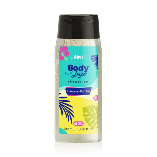 Plum Plum BodyLovin' Hawaiian Rumba Shower Gel (100ml) | Body Wash | Travel-Friendly | Beachy Fragrance | Super-Lathering | SLS-Free | Hydrating Formula | Fresh Beachy Fragrance | Aloe-Infused Body Wash, 100ml Buy at Indicrest