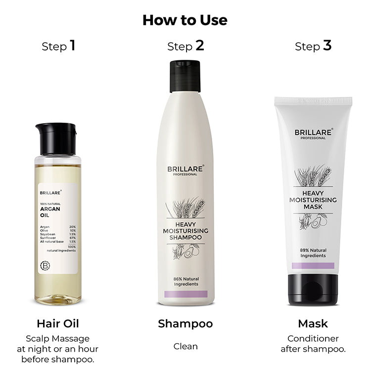 Brillare Heavy Moisturising Shampoo, Conditioner & Argan Oil Combo - Image 2 - Buy from Indicrest