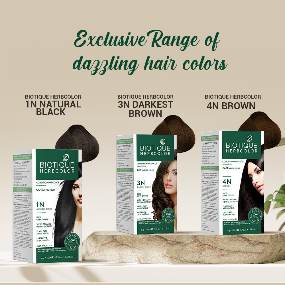 Biotique Pack of 3 Herbcolor 1N Natural Black 50g + 110ml - Image 2 - Buy from Indicrest