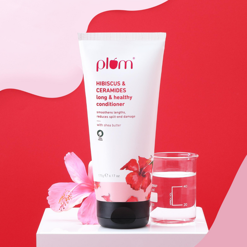Plum Hibiscus & Ceramides Long & Healthy Conditioner | Smoothens Hair | Helps Prevent Split Ends, 175g Buy at Indicrest