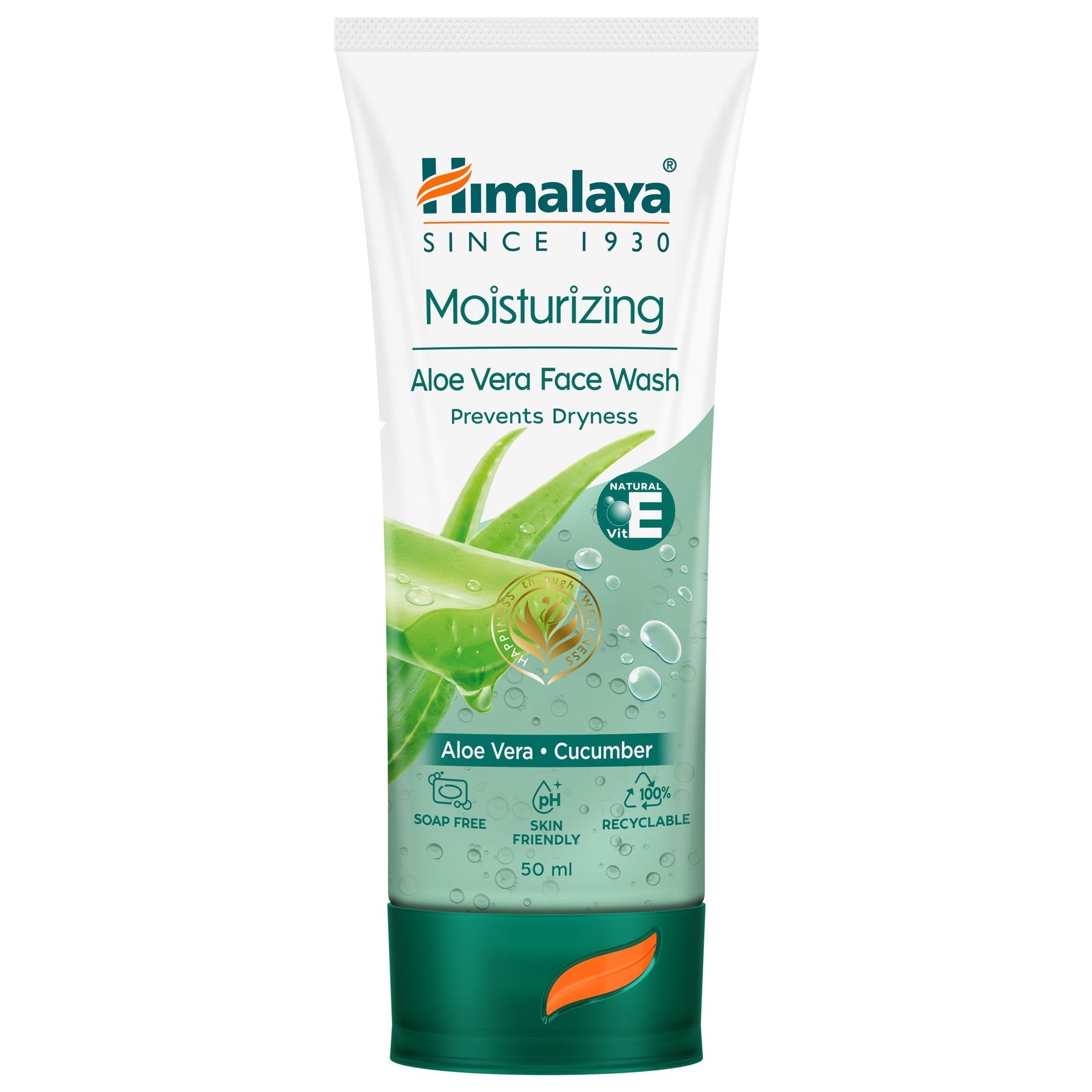Himalaya Moisturizing Aloe Vera Face Wash 50 ml tube front