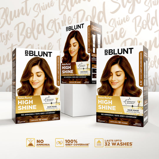 Bblunt High Shine Conditioning Hair Colour Pack of 3, Honey Light Golden Brown Shade 5.32 Pack of 3 - Buy from Indicrest