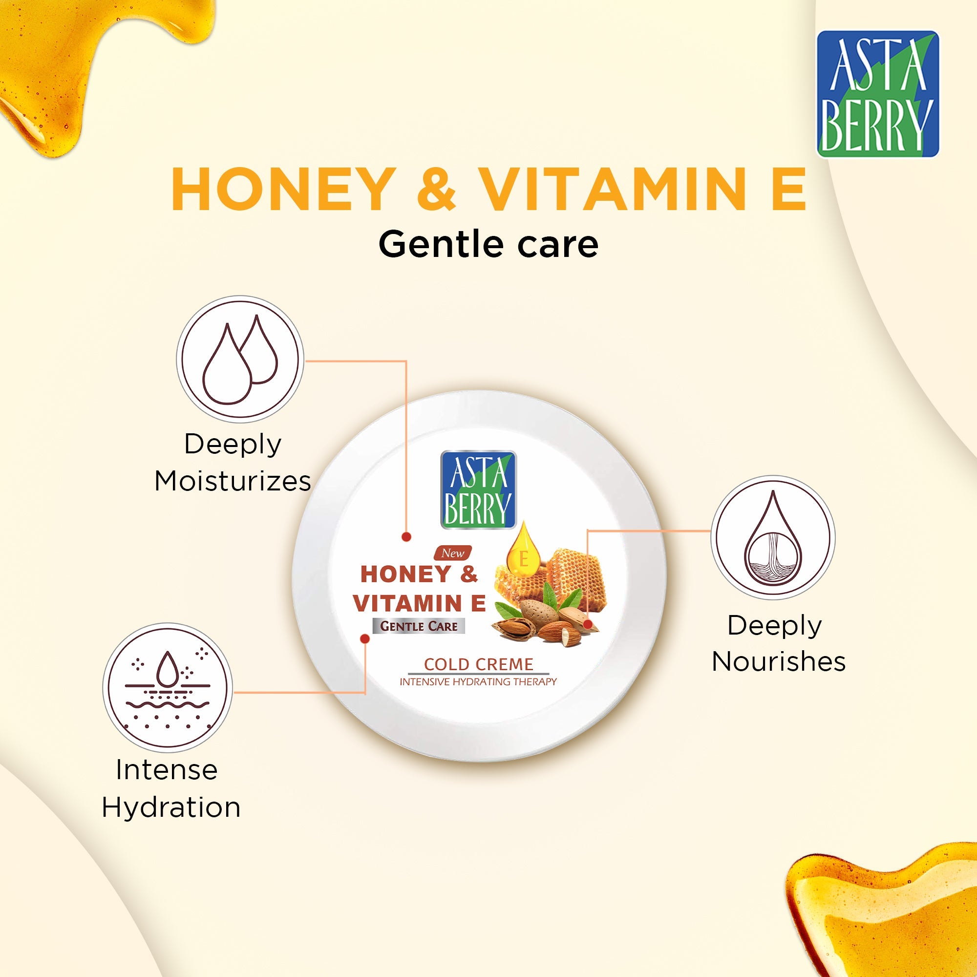 Astaberry Honey & Vitamin E Creme | Gentle care - Image 2 - Buy from Indicrest