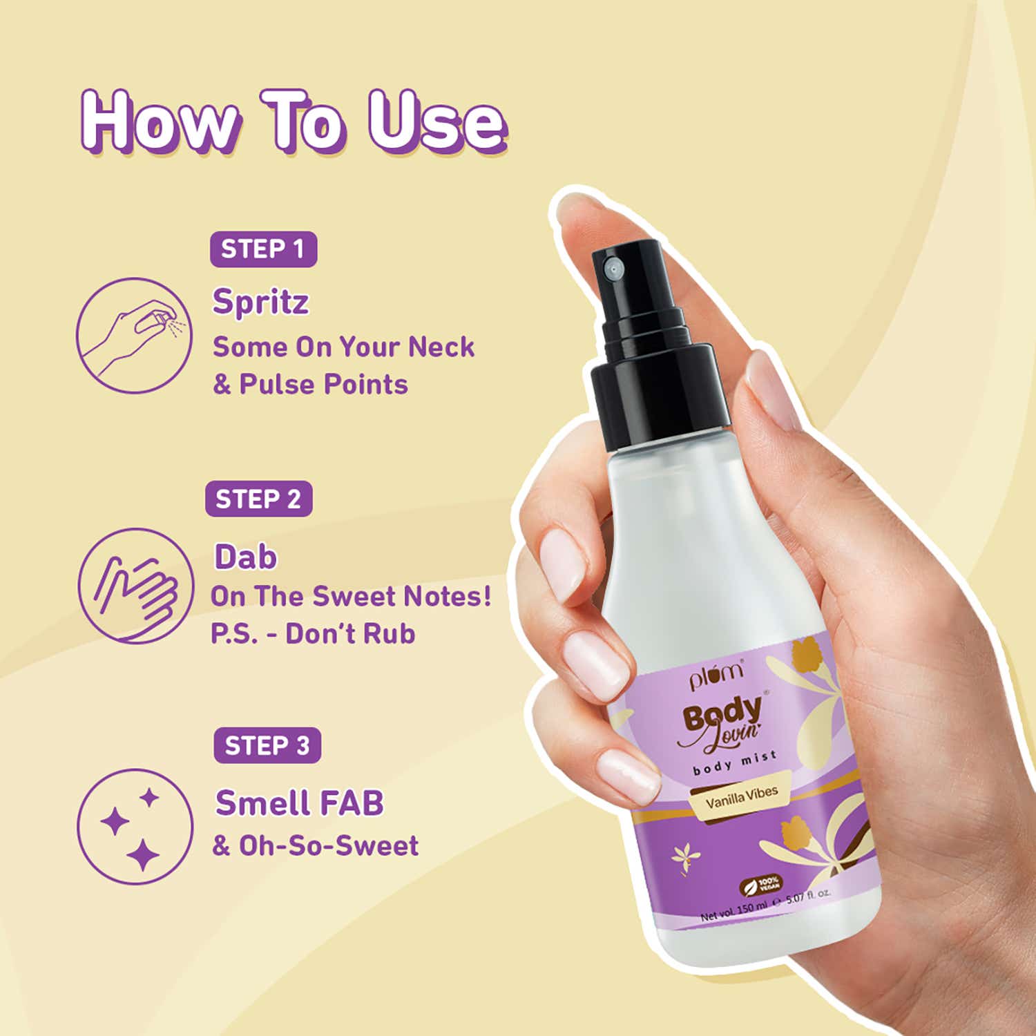 How to Use:
Spray the body mist on to your neck & pulse points