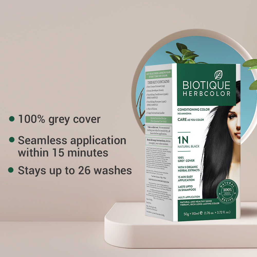 Biotique Pack of 3 Herbcolor 1N Natural Black 50g + 110ml - Image 4 - Buy from Indicrest