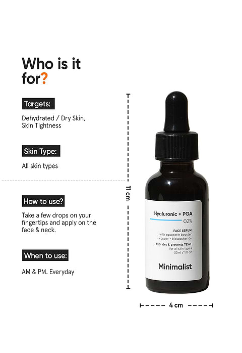 Minimalist Hyaluronic + PGA 2% Face Serum For Intense, Multi-Level Hydration without the Oily Feel, 10ml - Image 4 - Buy from Indicrest