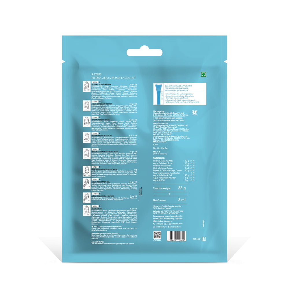 SARA Hydra Aqua Bomb Facial Kit For Skin Brightening With Hyaluronic and Tea Tree - Image 10 - Buy from Indicrest