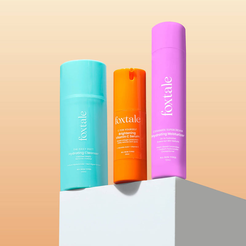 Foxtale HydraGlow Trio Hydrating Face Wash + Vitamin C Serum + Hydrating Moisturizer with Ceramide - Buy from Indicrest