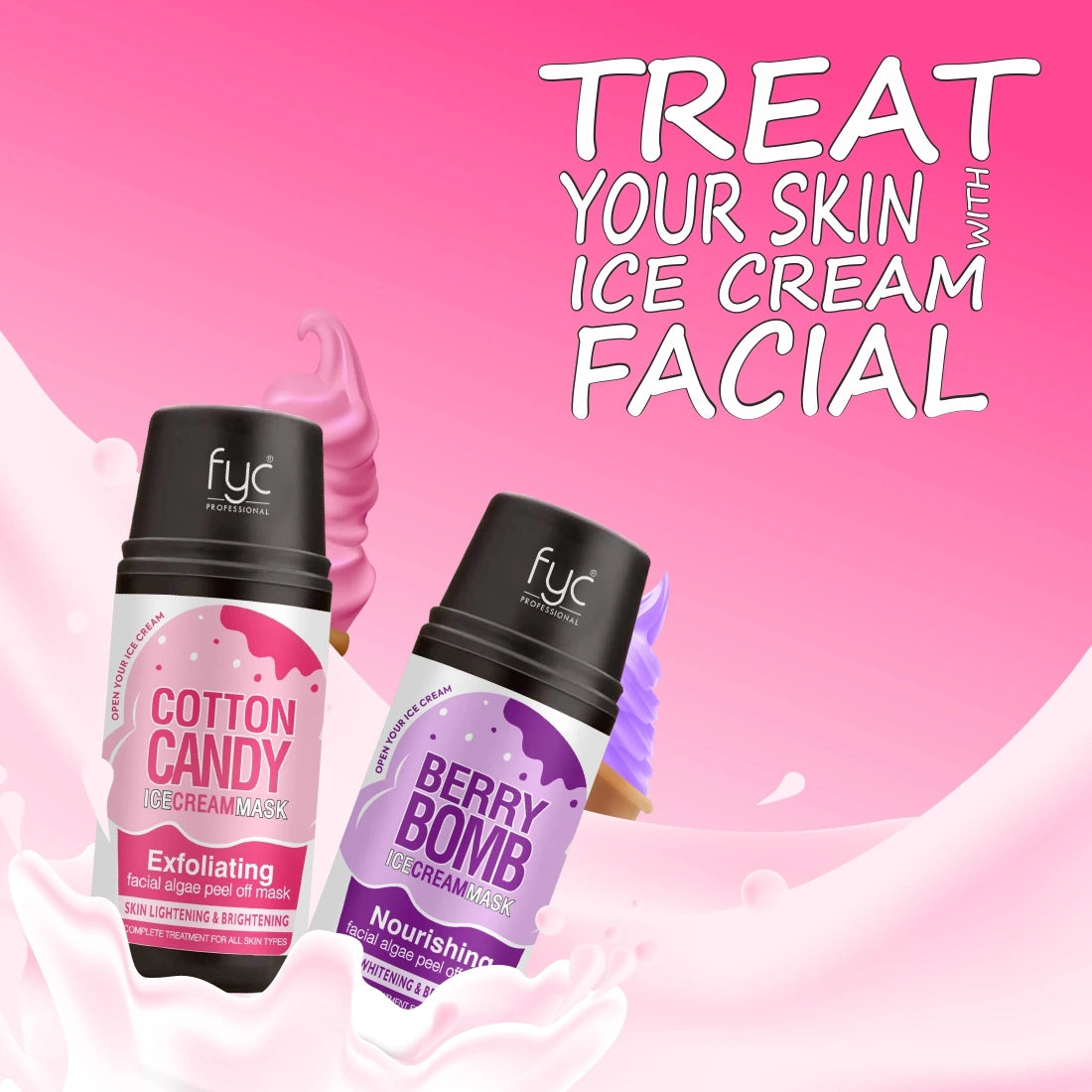 fyc-professional-berry-bomb-cotton-candy-ice-cream-mask-combo-ultimate-skin-brightening-nourishing-facial-kit - Image 4 - Buy from Indicrest