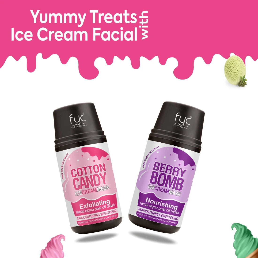 fyc-professional-berry-bomb-cotton-candy-ice-cream-mask-combo-ultimate-skin-brightening-nourishing-facial-kit - Image 3 - Buy from Indicrest