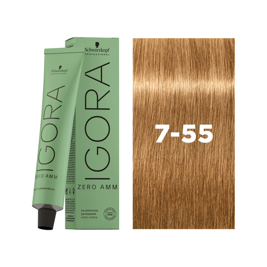Schwarzkopf Professional Igora Zero AMM 7-55 Medium Blonde Gold Extra, 60ml Buy at Indicrest