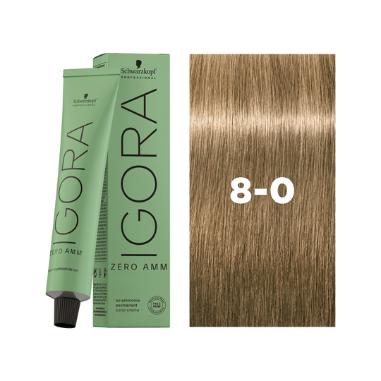 Schwarzkopf Professional Igora Zero AMM 8-0 Light Blonde Natural, 60ml Buy at Indicrest
