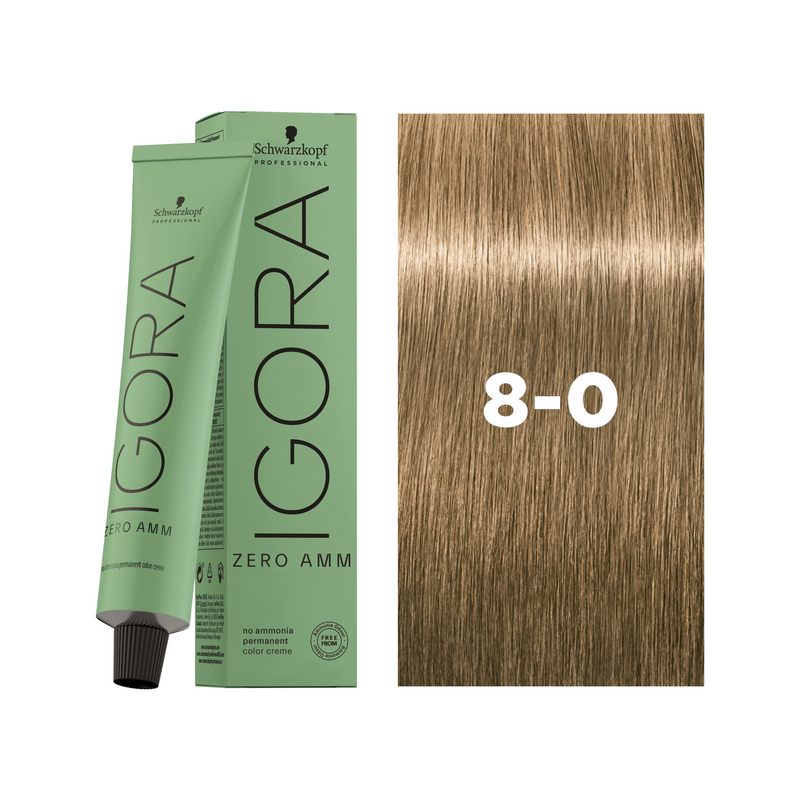 Schwarzkopf Professional Igora Zero AMM 8-0 Light Blonde Natural, 60ml Buy at Indicrest