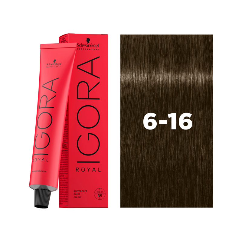 Schwarzkopf Professional Igora Royal 6-16 Dark Blonde Cendré Chocolate, 60ml Buy at Indicrest