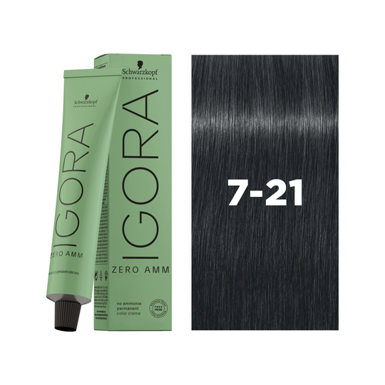 Schwarzkopf Professional Igora Zero AMM 7-21 Medium Blonde Ash Cendré, 60ml Buy at Indicrest