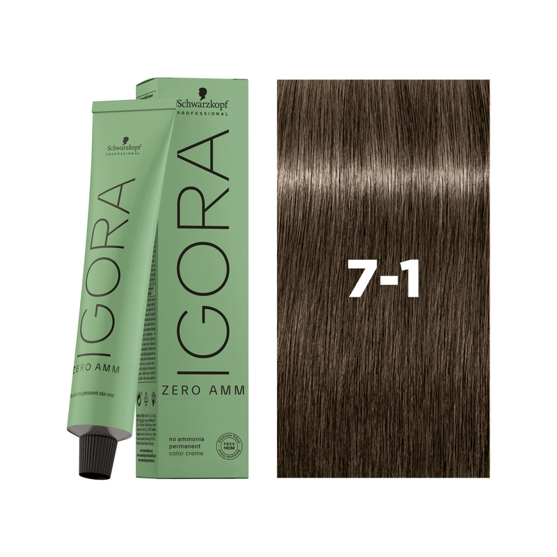 Schwarzkopf Professional Igora Zero AMM 7-1 Medium Blonde Cendré, 60ml Buy at Indicrest