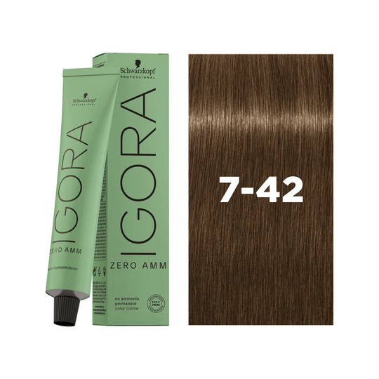 Schwarzkopf Professional Igora Zero AMM 7-42 Medium Blonde Beige Ash, 60ml Buy at Indicrest