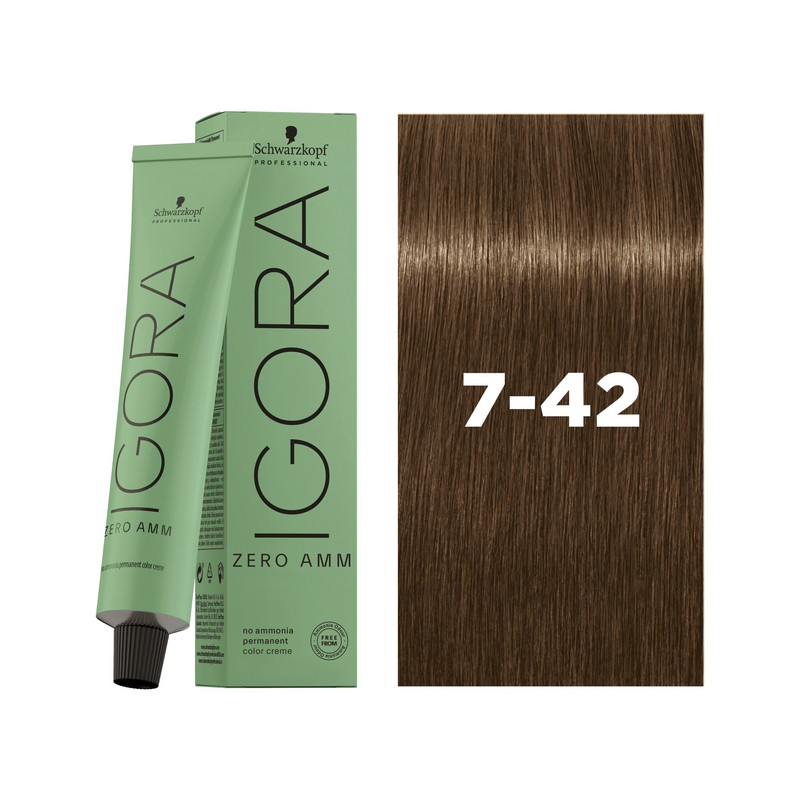 Schwarzkopf Professional Igora Zero AMM 7-42 Medium Blonde Beige Ash, 60ml Buy at Indicrest