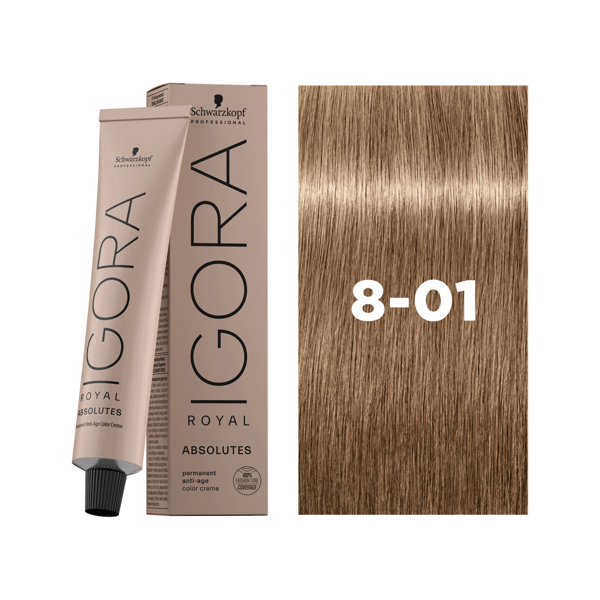 Schwarzkopf Professional Igora Royal Absolutes 8-01 Light Blonde Natural Cendré, 60ml