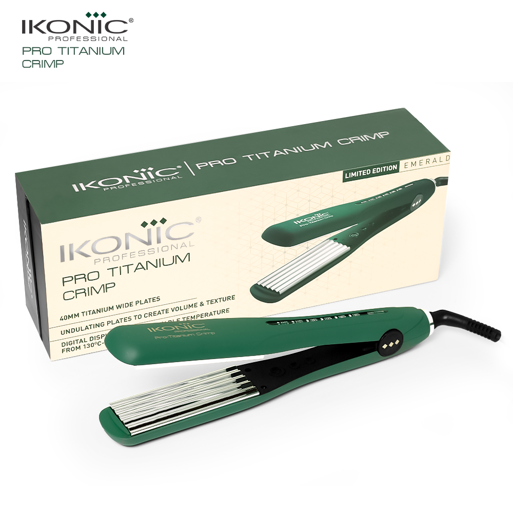 Ikonic Professional Pro Titanium Crimp Emerald Hair Crimper