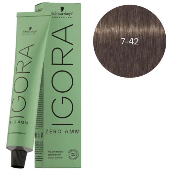 Indicrest Schwarzkopf Igora Zero AMM 7-42 Medium Blonde tube