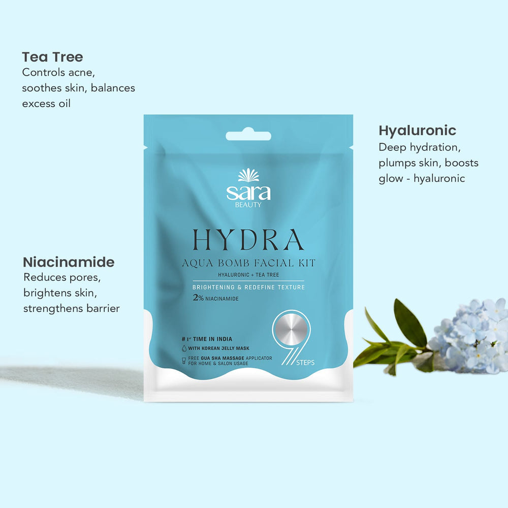 SARA Hydra Aqua Bomb Facial Kit For Skin Brightening With Hyaluronic and Tea Tree - Image 6 - Buy from Indicrest
