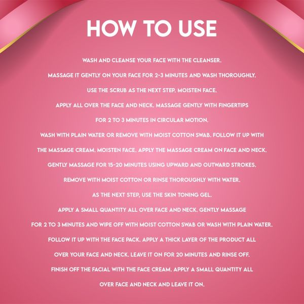 Instructions for a skincare routine on a pink background