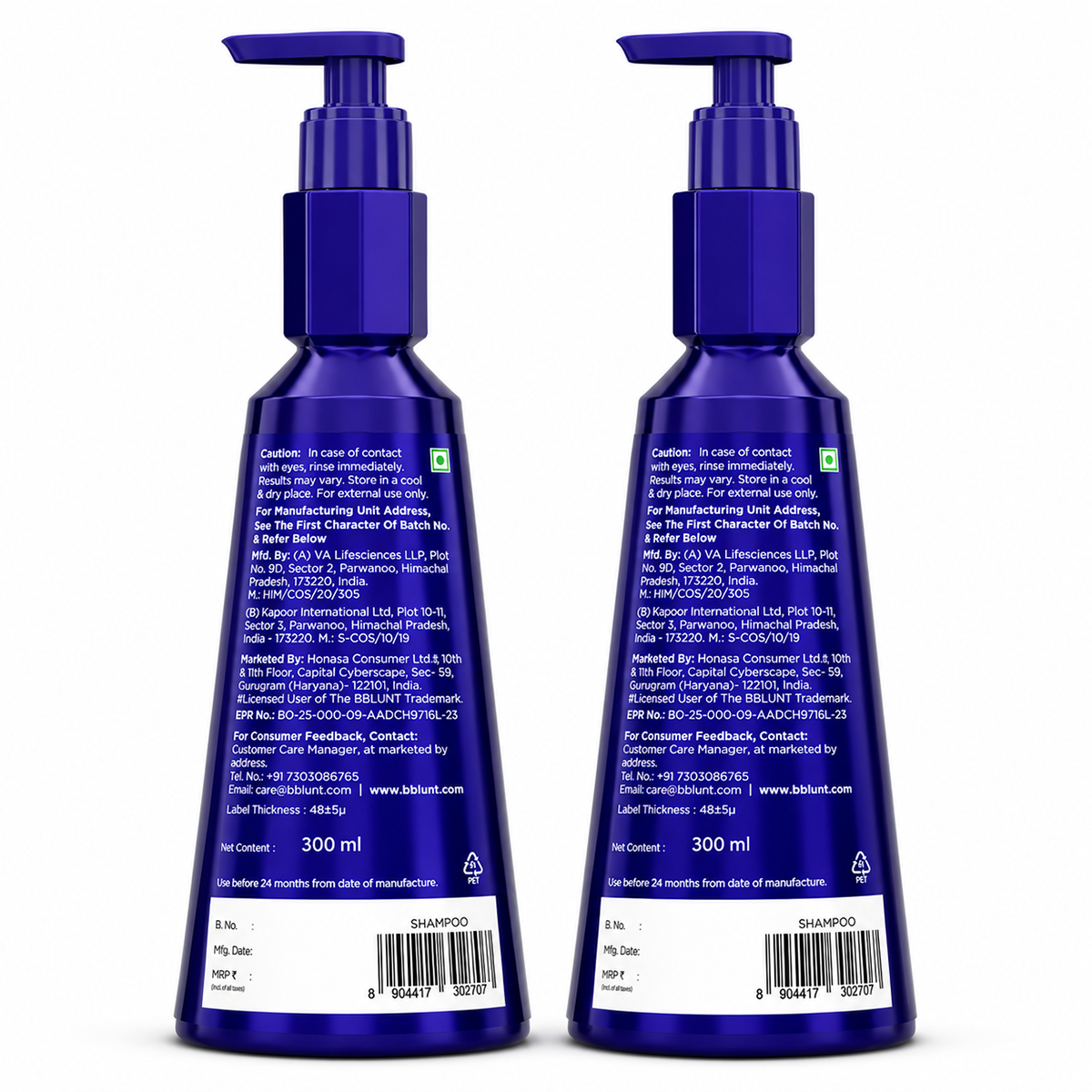 Bblunt Intense Moisture Shampoo with Jojoba and Vitamin E for Dry & Frizzy Hair, 300ml , Pack of 2 - Image 7 - Buy from Indicrest