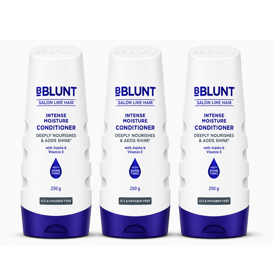 Bblunt Intense Moisture Conditioner with Vitamin E & Jojoba for Dry & Frizzy Hair - 250g, Pack of 3 - Buy from Indicrest