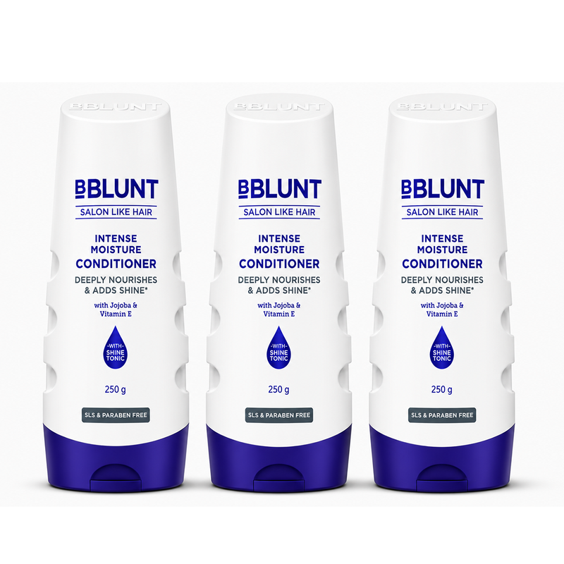 Bblunt Intense Moisture Conditioner with Vitamin E & Jojoba for Dry & Frizzy Hair - 250g, Pack of 3 - Buy from Indicrest