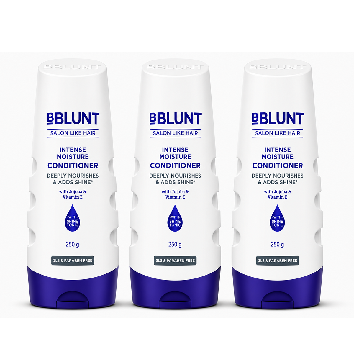 Bblunt Intense Moisture Conditioner with Vitamin E & Jojoba for Dry & Frizzy Hair, 250g, Pack of 3 X 250g - Buy from Indicrest